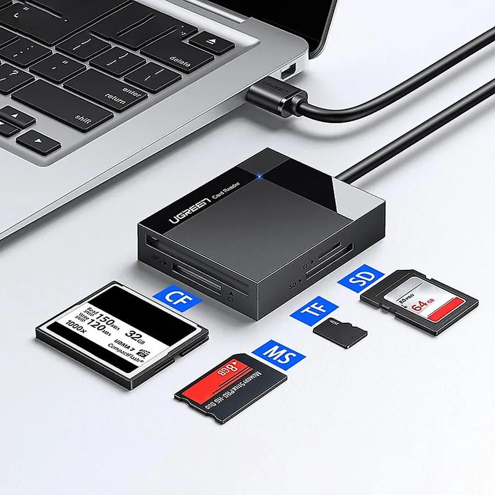 UGREEN 0.5M Black USB 3.0 Card Reader SD Micro SD TF CF MS Compact Flash_01