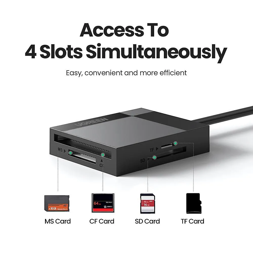 UGREEN 0.5M Black USB 3.0 Card Reader SD Micro SD TF CF MS Compact Flash_04