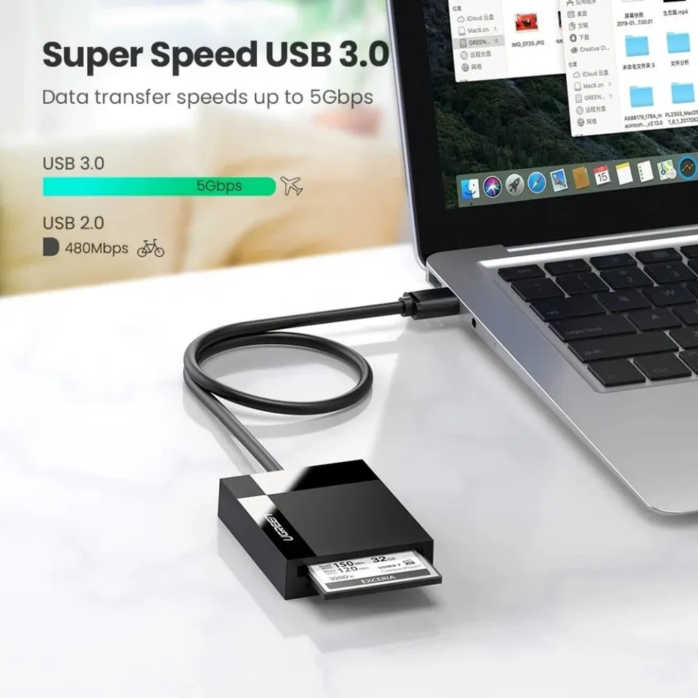 UGREEN 0.5M Black USB 3.0 Card Reader SD Micro SD TF CF MS Compact Flash_06